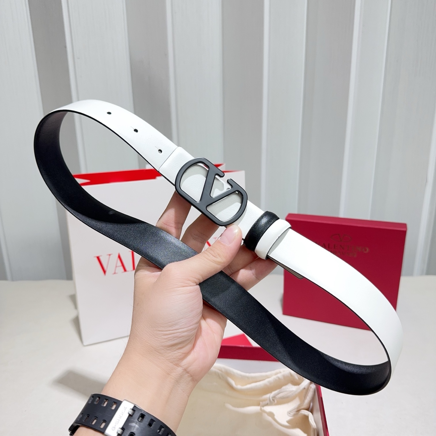 Valentino Reversible Leather Belt 3cm