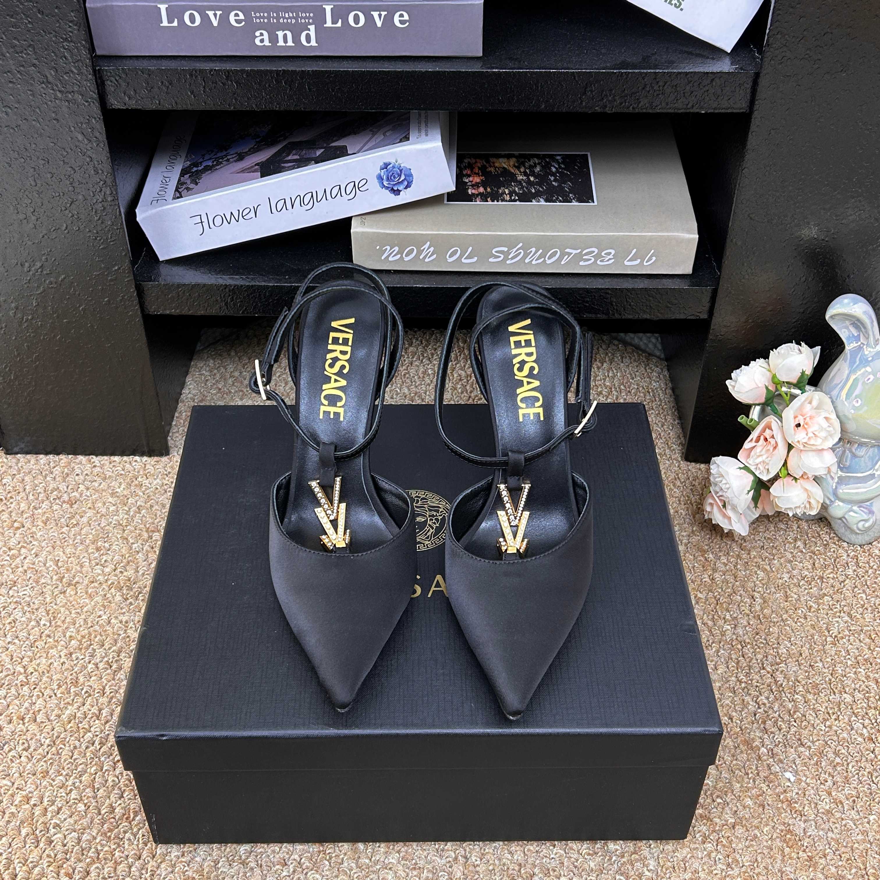 Versace Gianni Ribbon Satin Slingback Pump