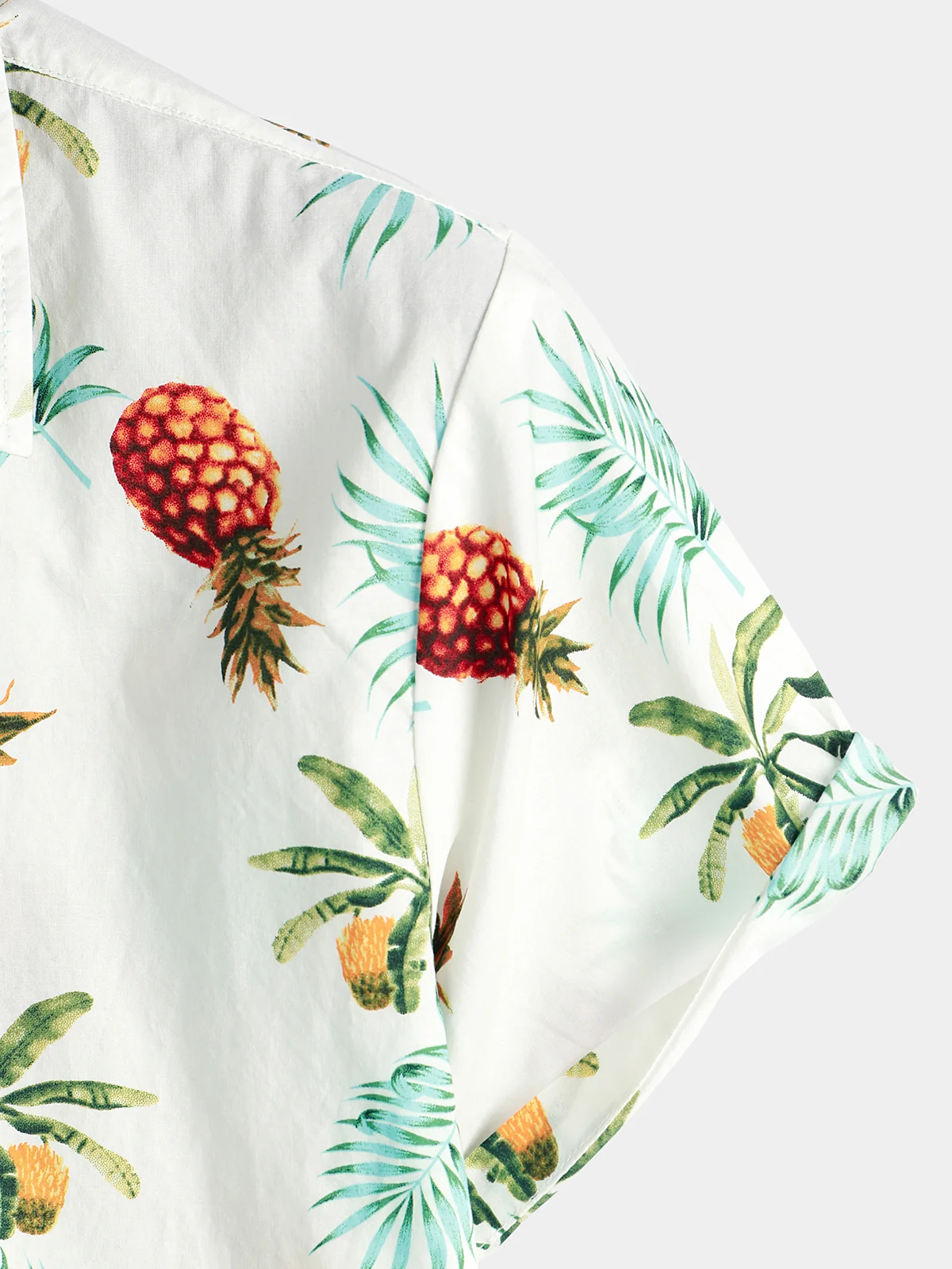 Men's Pineapple Print Cotton Hawaiian Short Sleeve Shirt
