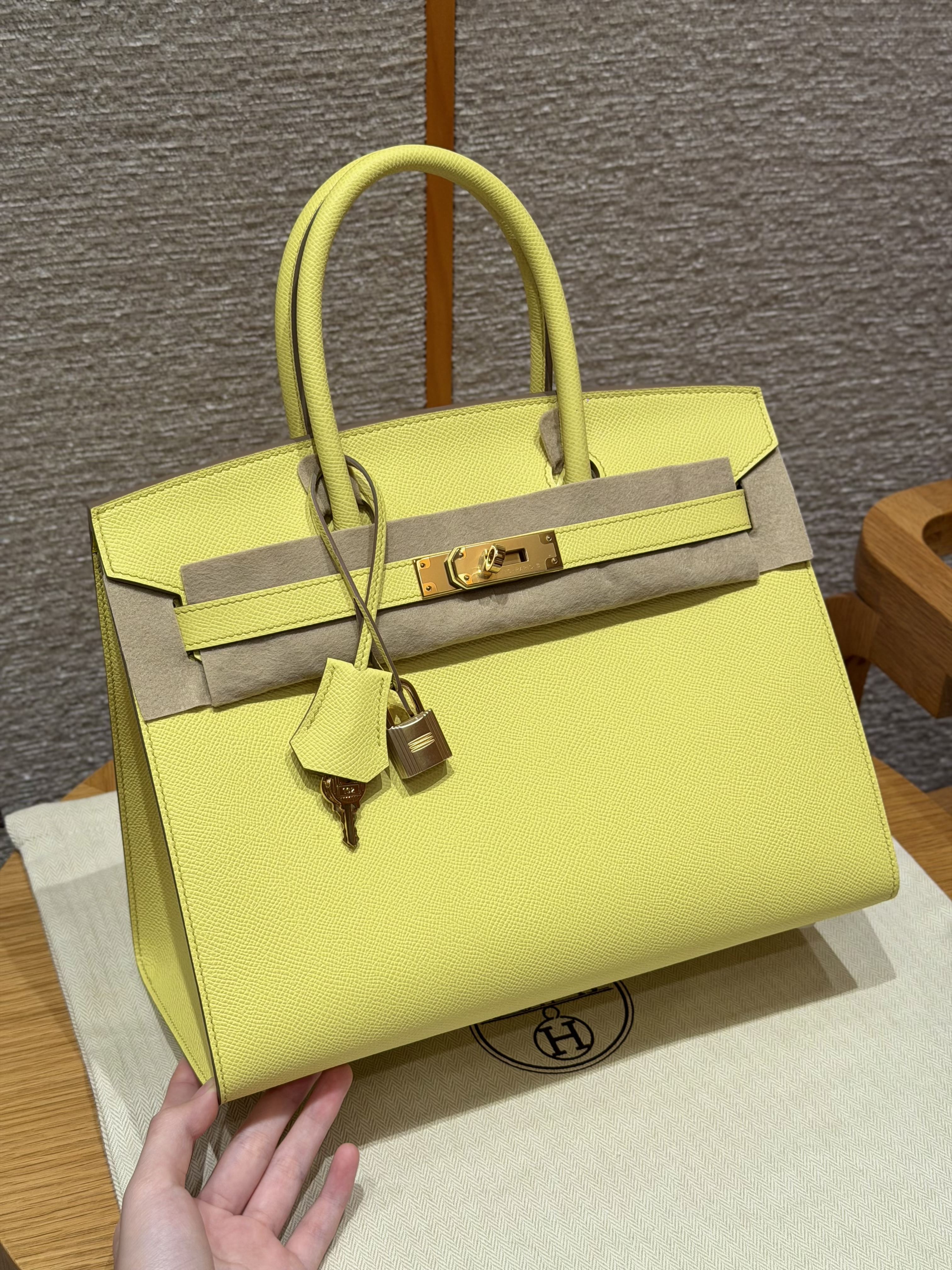 Hermes Lime Epsom Birkin 30 Bag