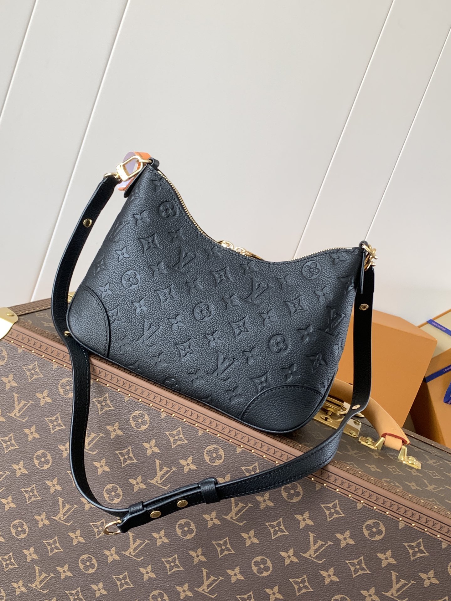 M12930 LV  Boulogne PM Bag in Black Monogram Empreinte Leather
