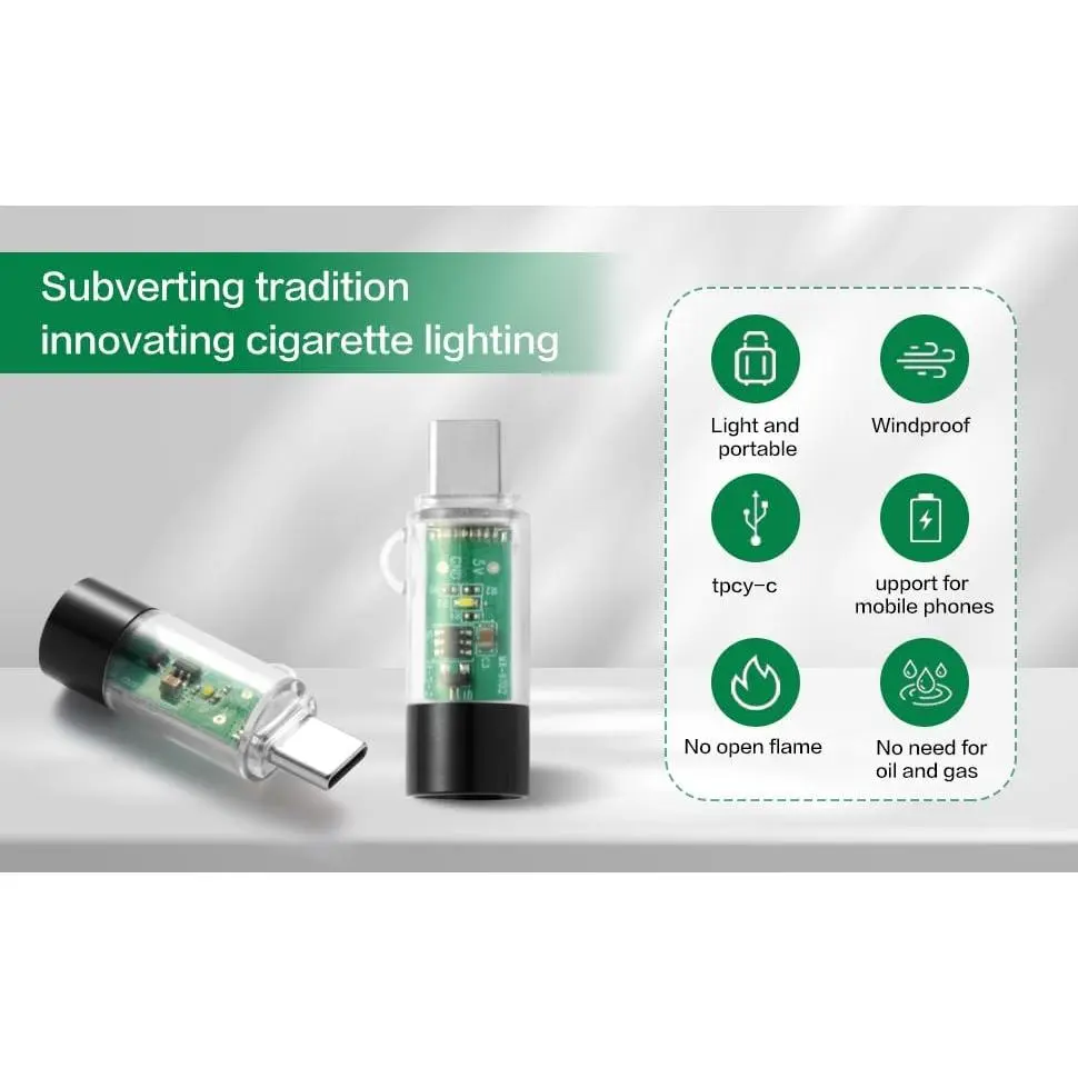 Type-C OTG Plasma Arc Lighter - Battery-Free Smartphone Powered Mini Igniter with Transparent Cyberpunk Casing & Waterproof Seal