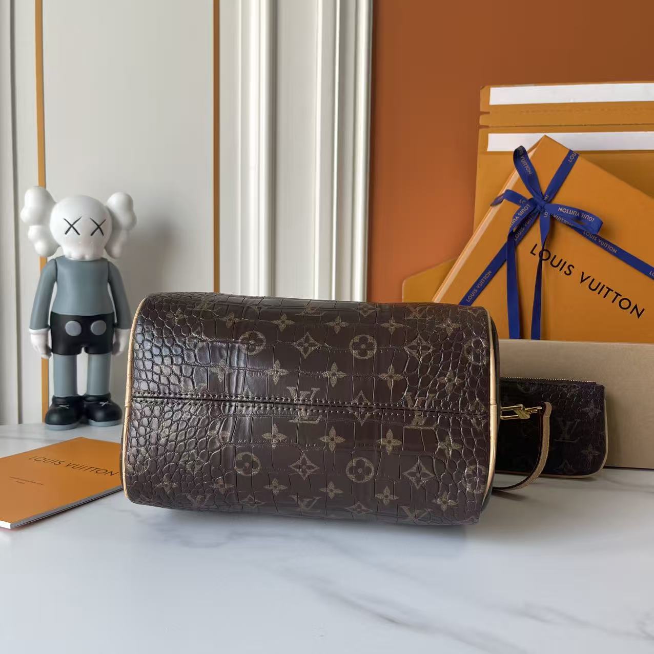 Louis Vuitton LV Speedy 25/30 Monogram Brown Crocodile Embossed Leather Boston Top Handle Bag - KAIROO