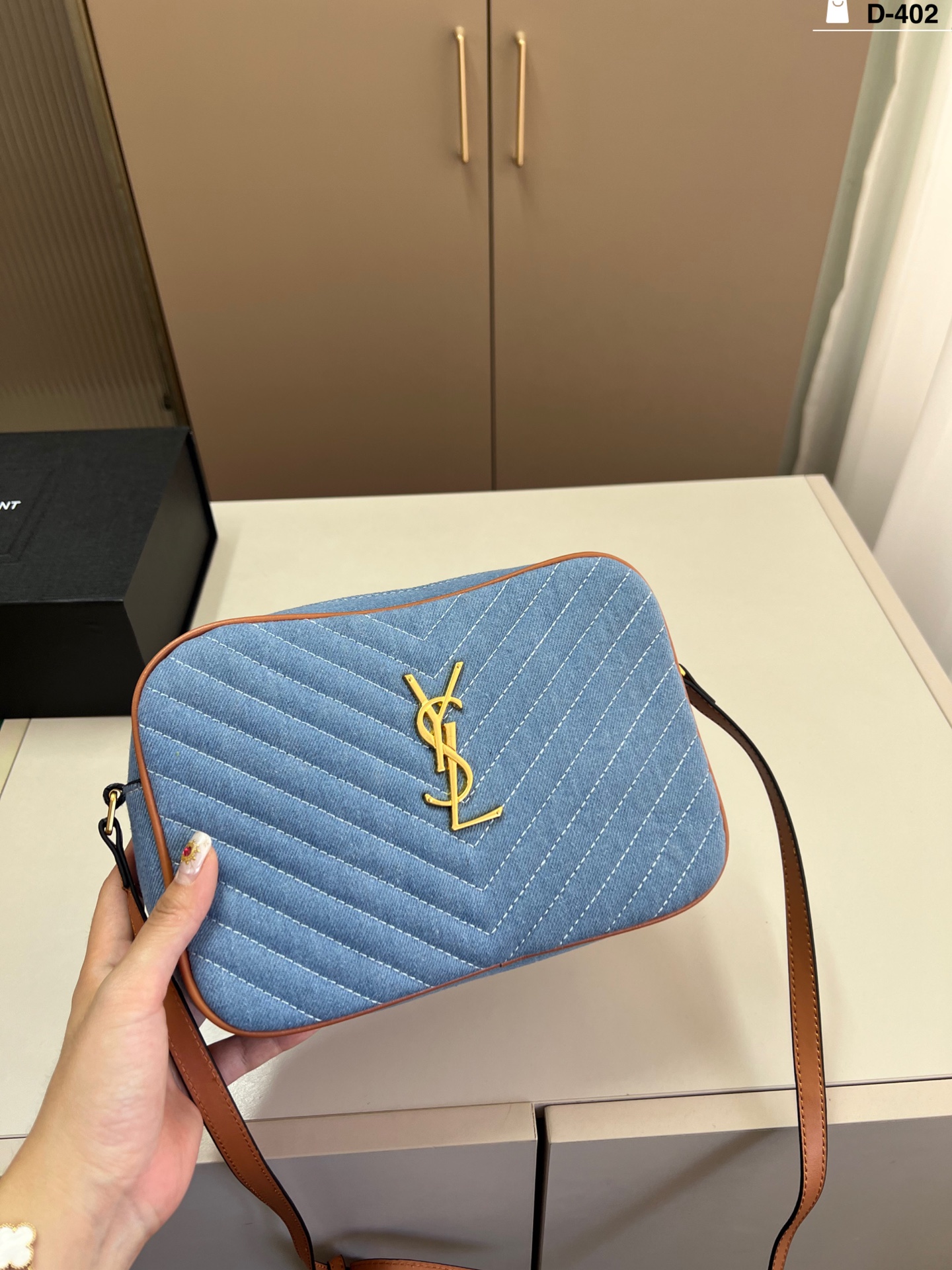Saint Laurent Lou Matelassé Chevron Quilted Denim Leather YSL Logo Tassel Camera Crossbody Bag - KAIROO