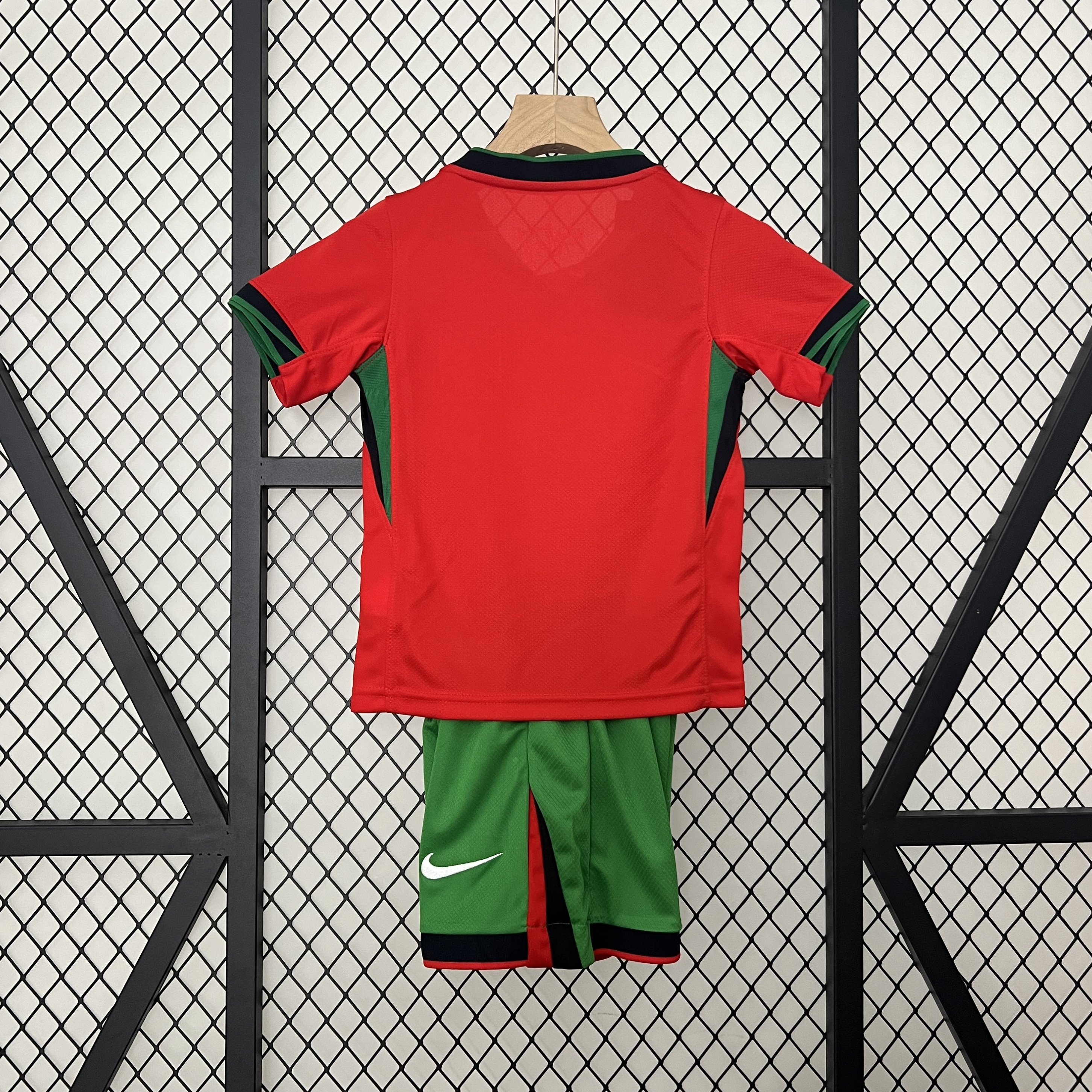 Kids Kit Portugal 24/25 Home Red / Green Shorts