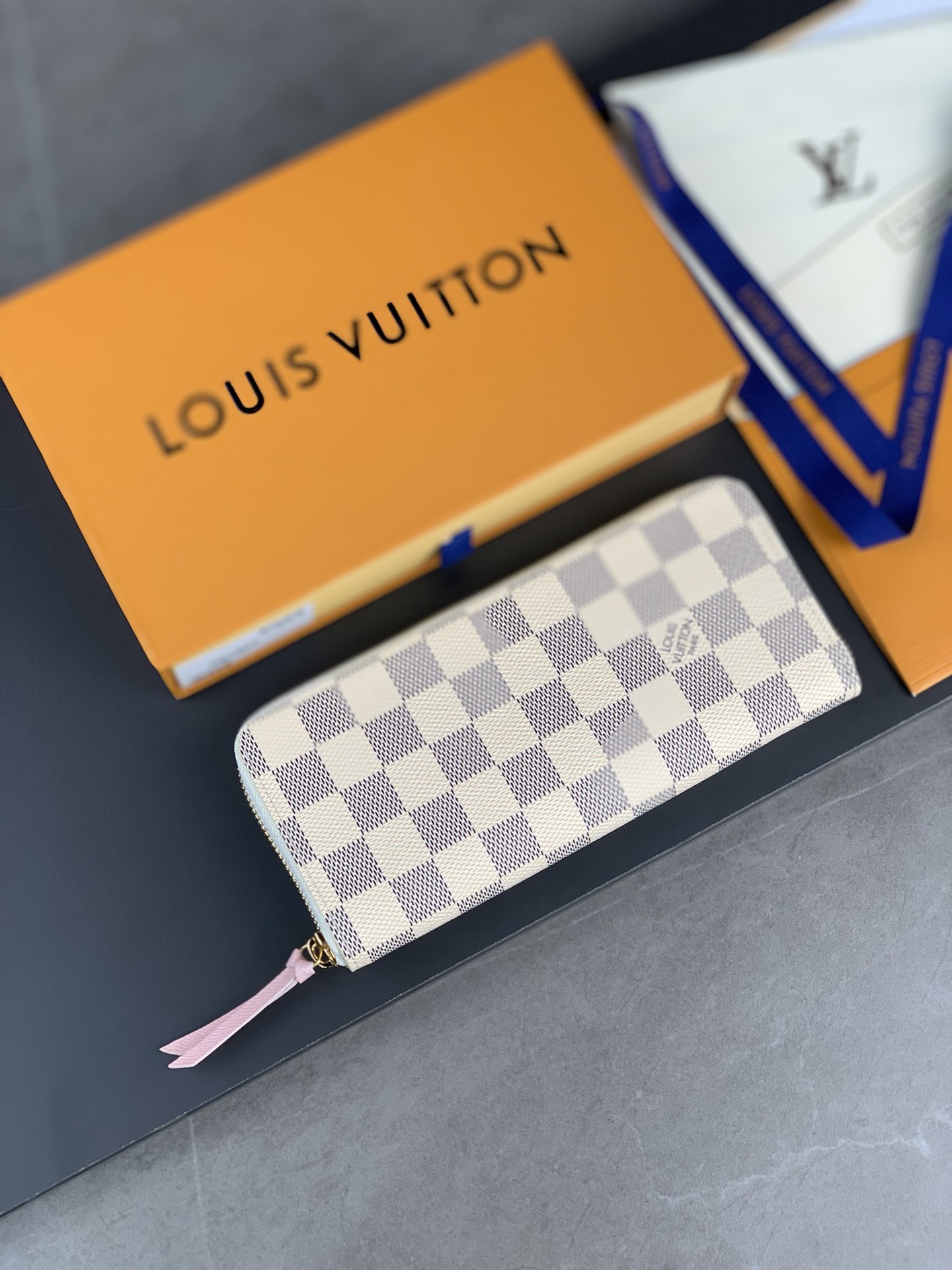 N61264 LV Clemence Wallet Damier Azur Canvas