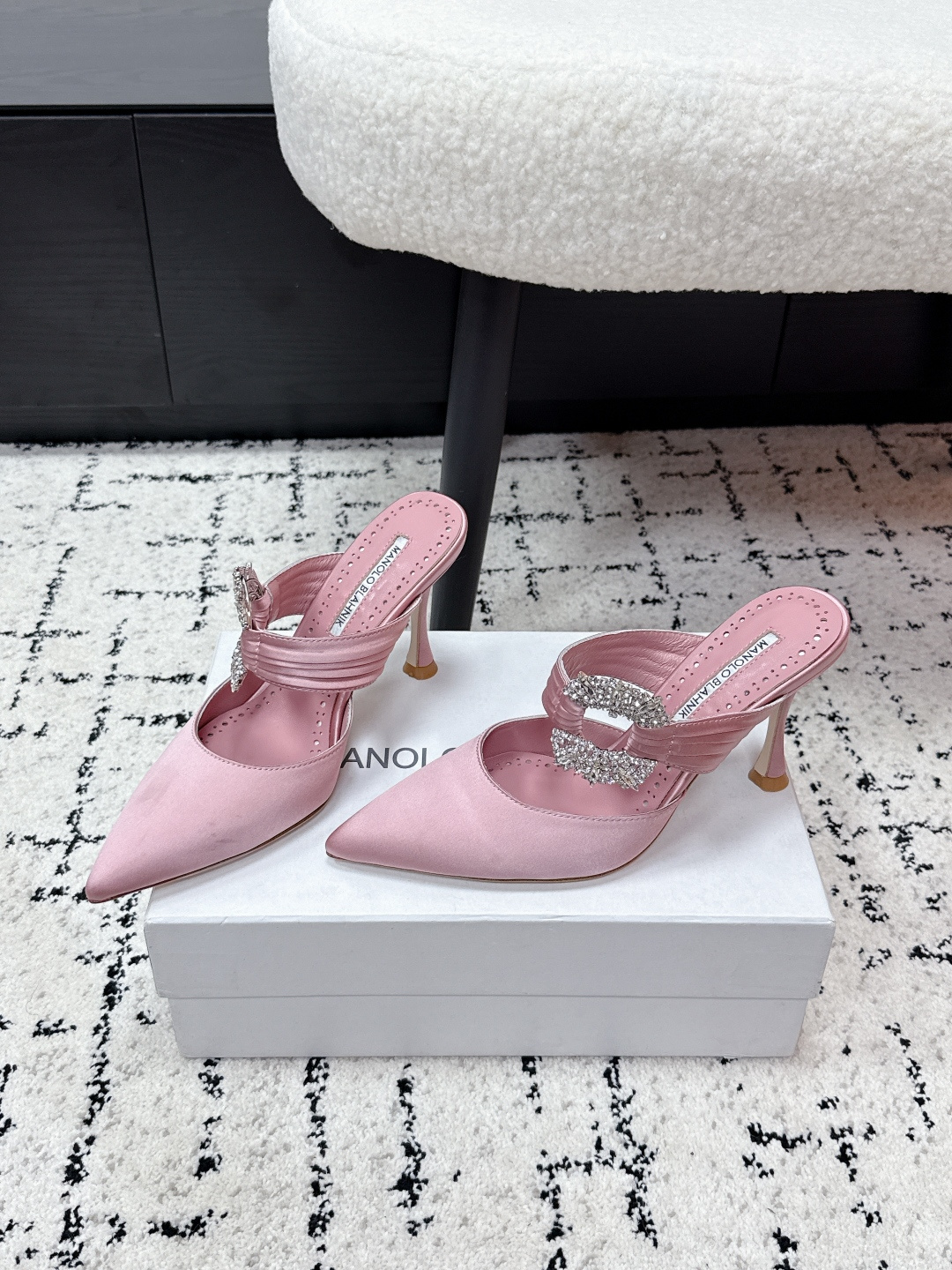 Manolo Blahnik Satin Crystal Pumps