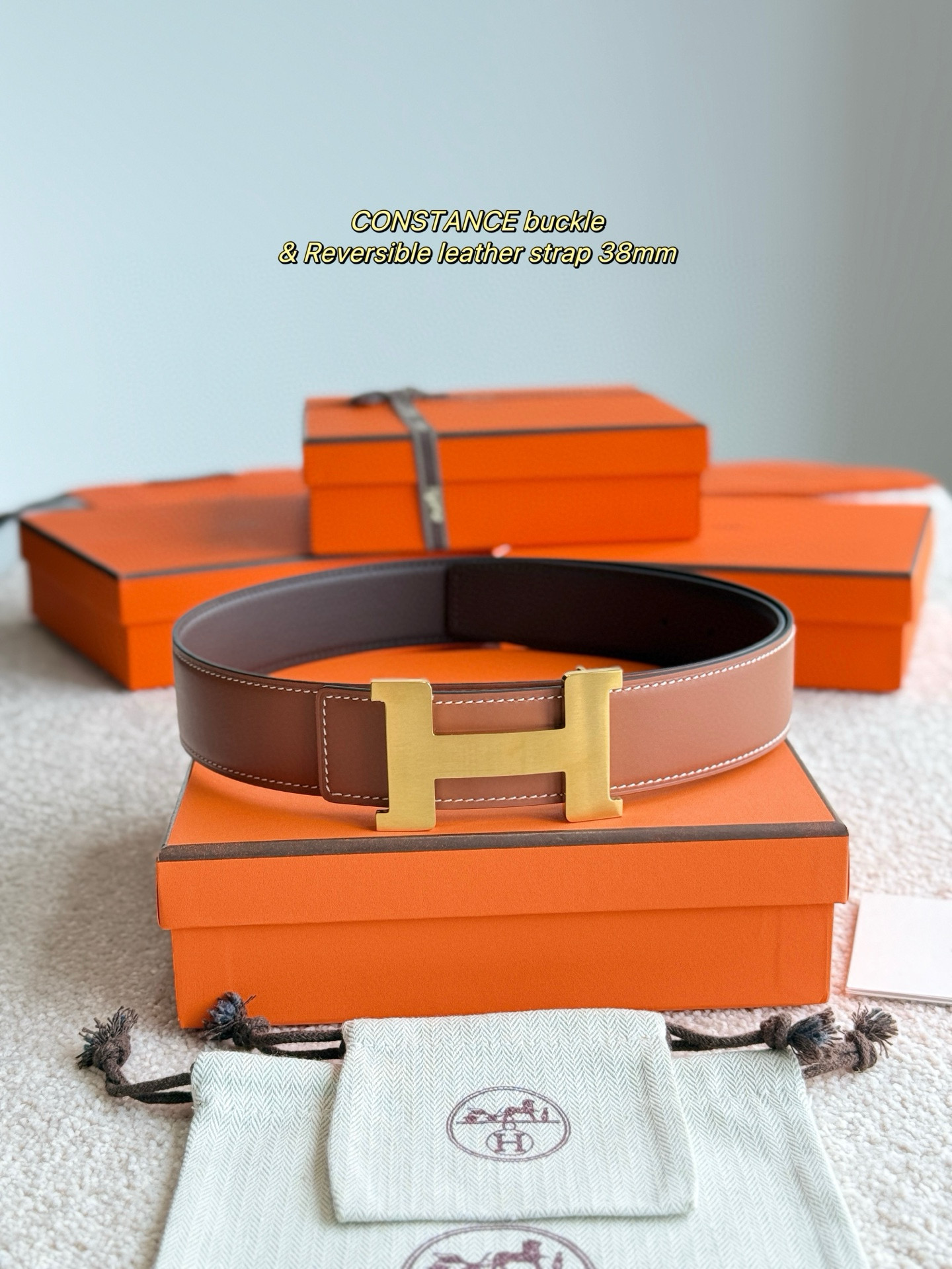 Hermes Constance H Reversible Leather Belt 3.8cm