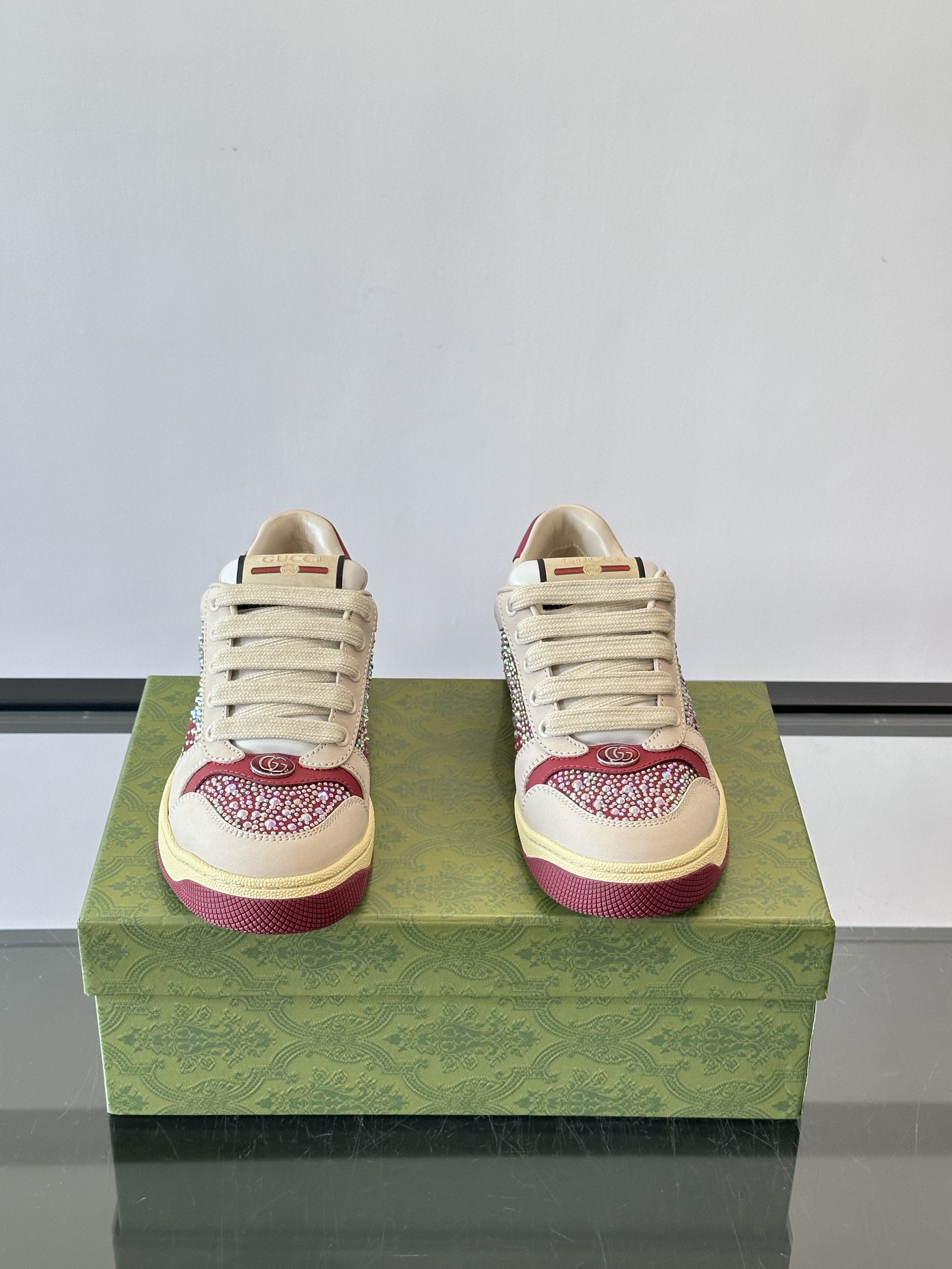 Women's Gucci Screener Sneaker with crystals