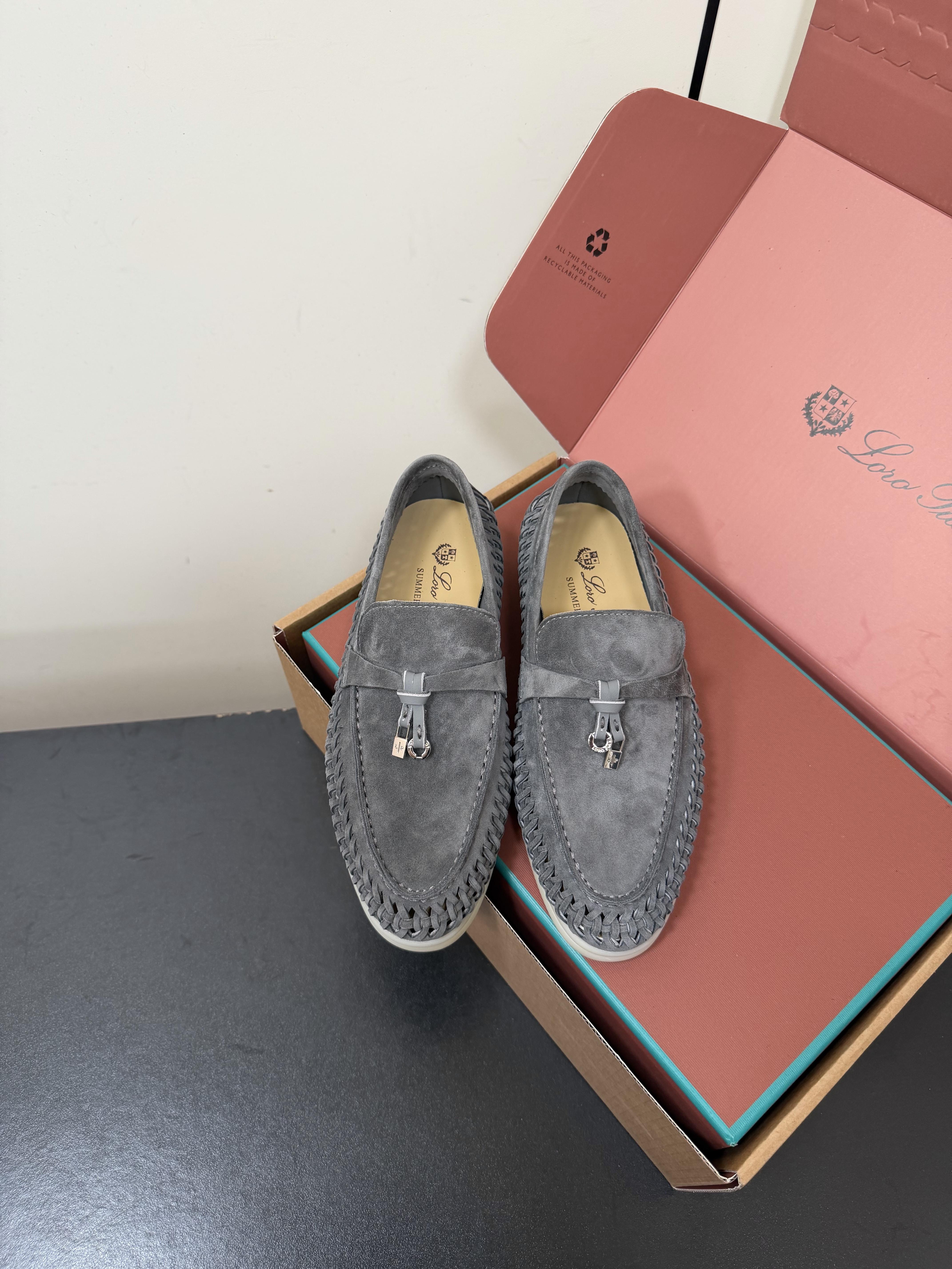 Loro Piana  Unisex Woven Suede Loafer