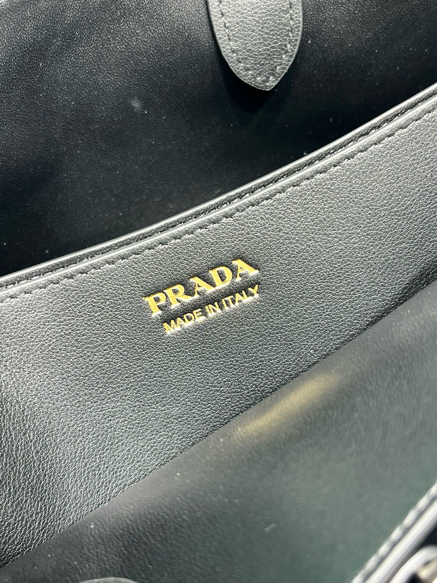 Prada  buckle medium 35cm black calfskin gold hardware