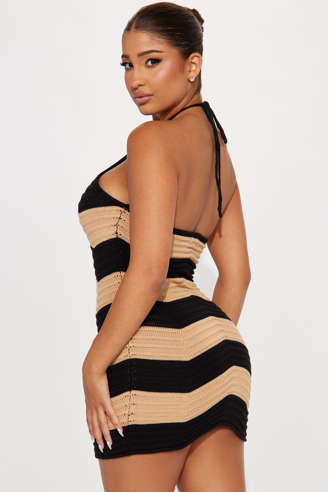 Sweet Summer Halter Mini Dress - Black/combo