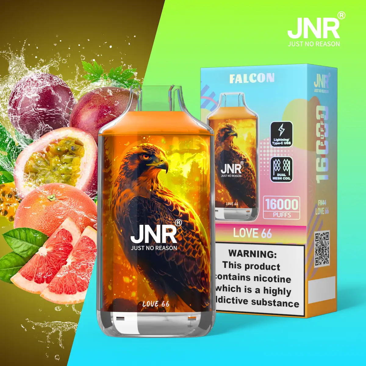 JNR Falcon 16K Rechargeable Disposable Vape – Love 66