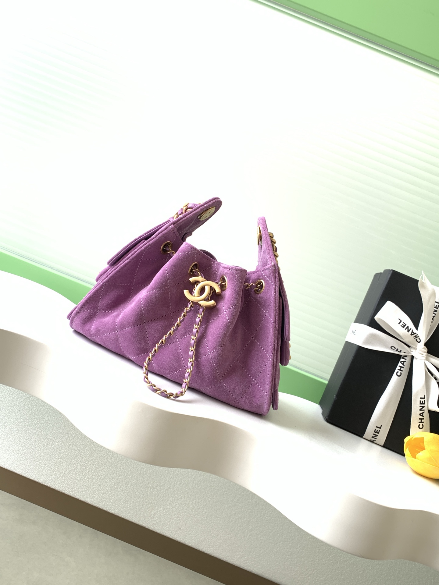Chanel 25 Mini Handbag in Purple Suede Calfskin