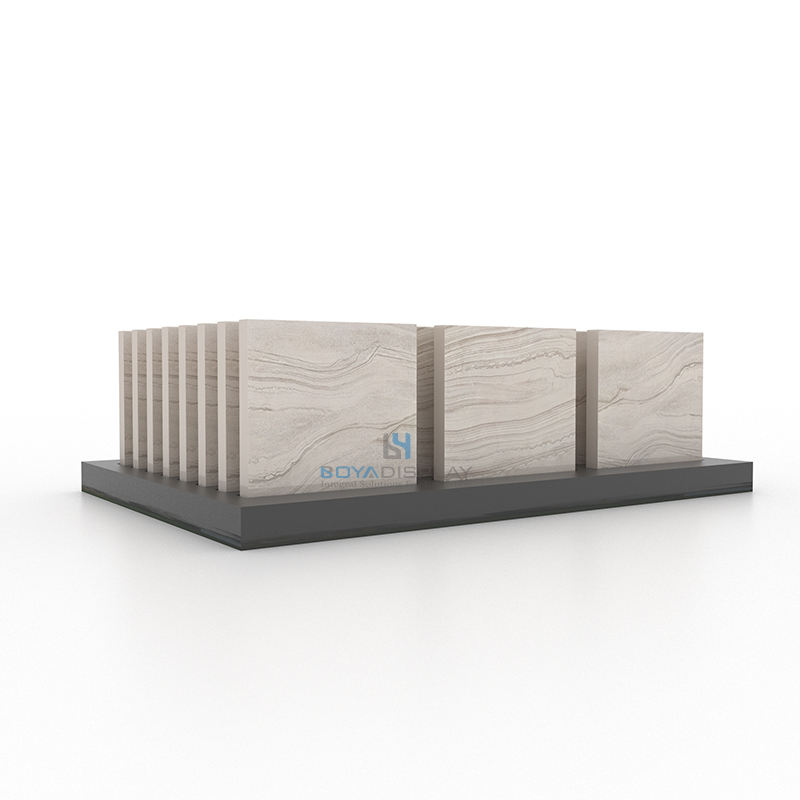 Customized Modern Eco-Friendly for Ceramic Tile Glass Stone Marble Quartz Display Stand with Metal Shelves for Showroom