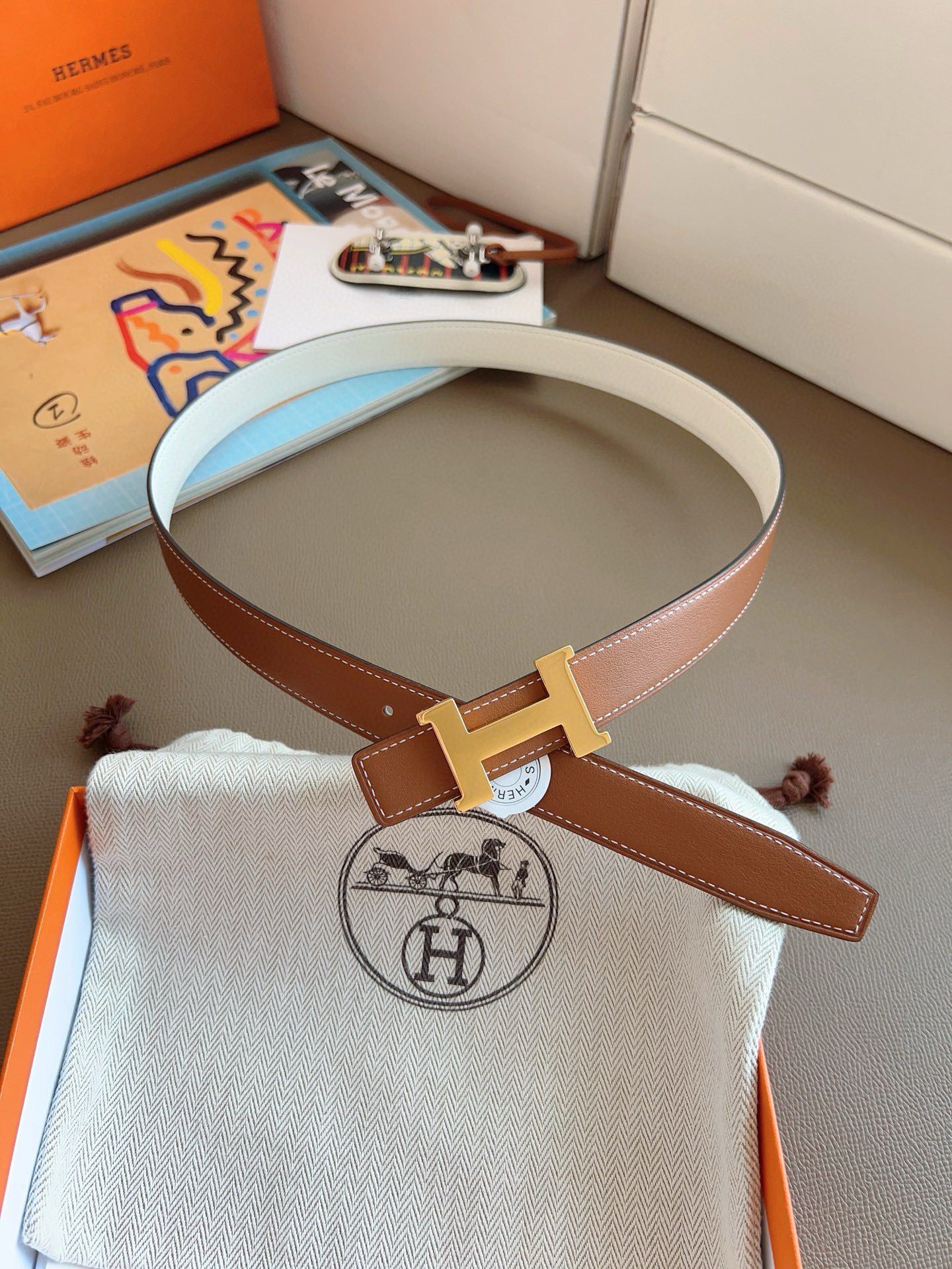 Hermes Mini Constance Reversible Leather Belt 24mm