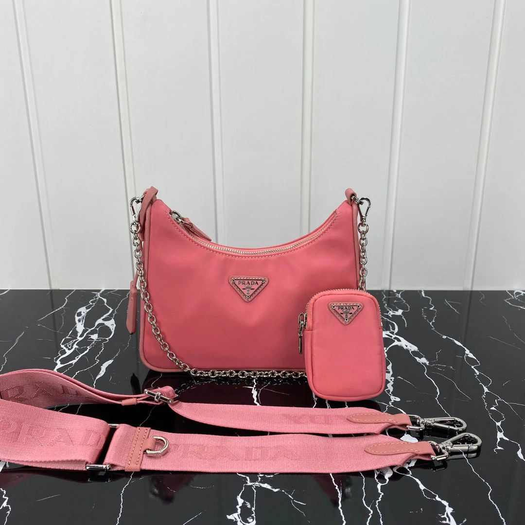 Prada HOBO 22 BAG IN DARK PINK RE-NYLON