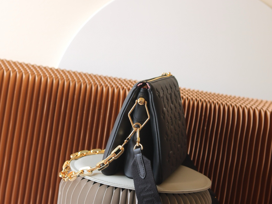 M21260 LV Coussin PM Handbag in Black Monogram-embossed lambskin