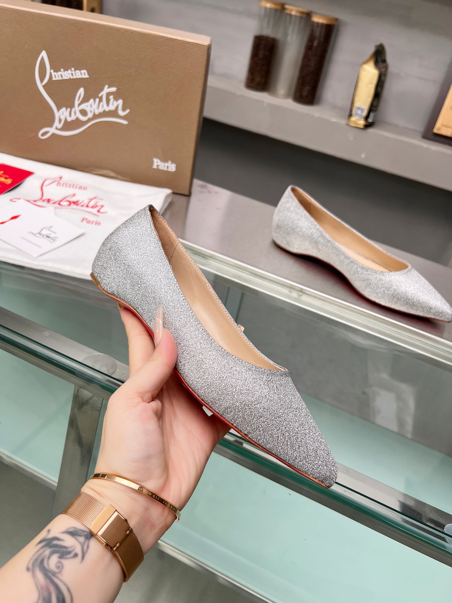 Christian Louboutin Silver Ballet Flat