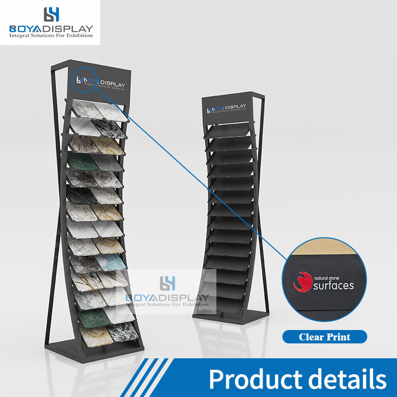 Boya Manufacturer High Quality 2.0mm Thickness Ceramic Tile Quartz Stone Sample Countertops Display Racks Advertising Custom