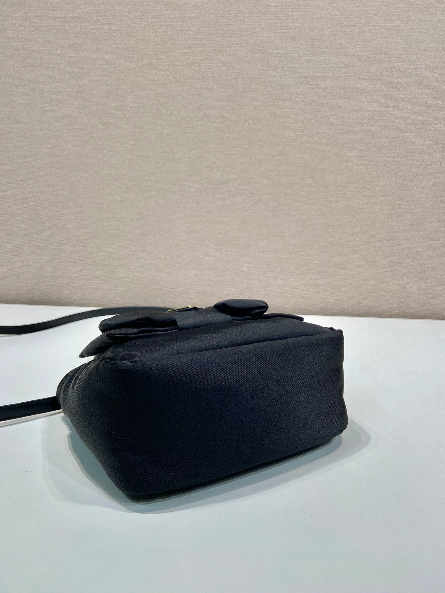 Prada MINI BOW TOTE BAG 18 IN BLACK PADDED NYLON FABRIC