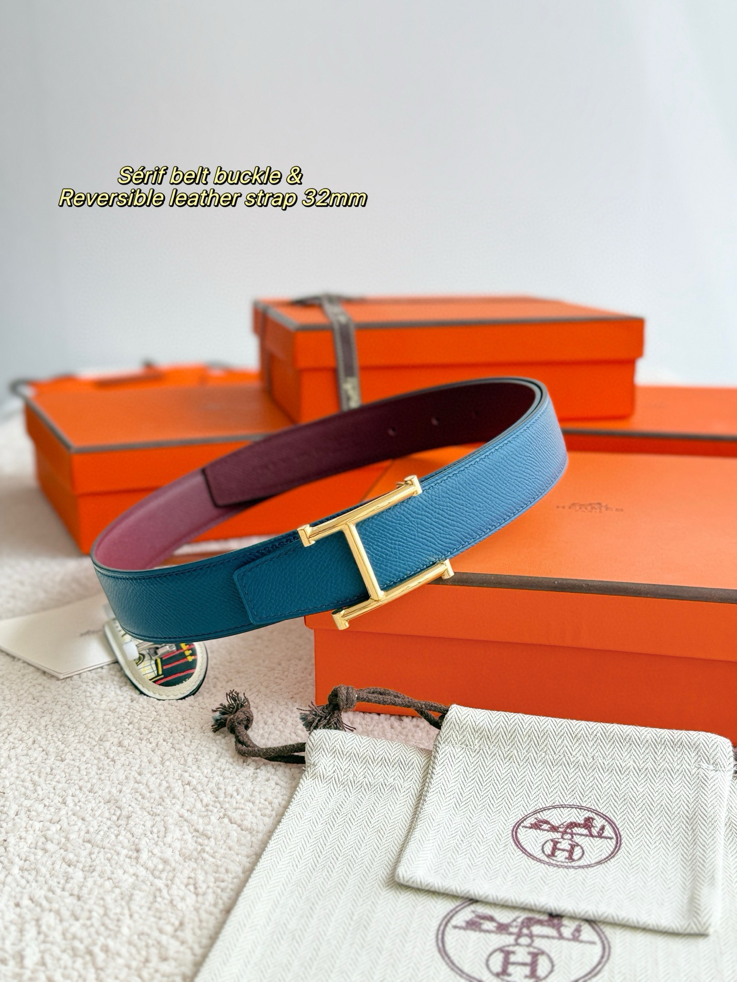 Hermes Serif Reversible leather belt 32mm