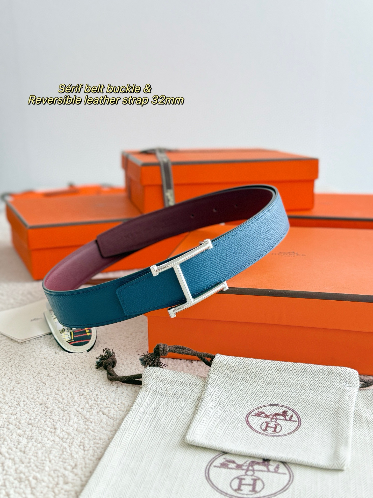 Hermes Serif Reversible leather belt 32mm