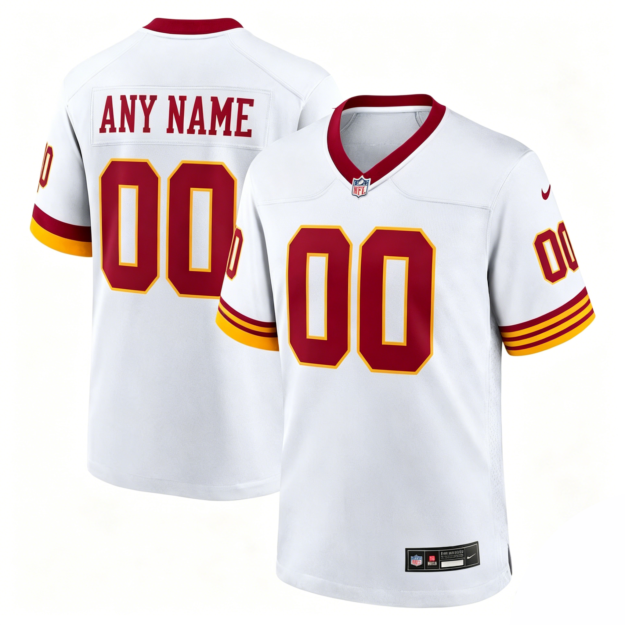 Customized  Washington Commanders Football Jersey Nike White Black Red Hail Raiser Alternate Game Jersey