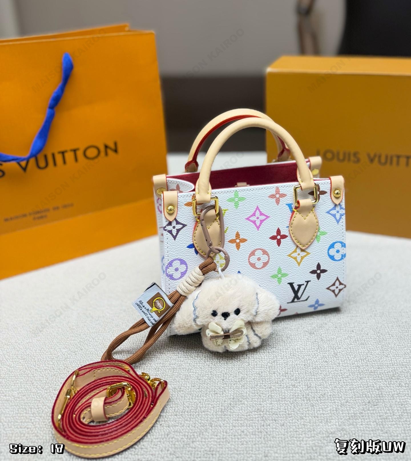 Louis Vuitton LV x TM OnTheGo BB Multicolor Monogram Canvas Crossbody Strap Top Handle Tote Bag - KAIROO
