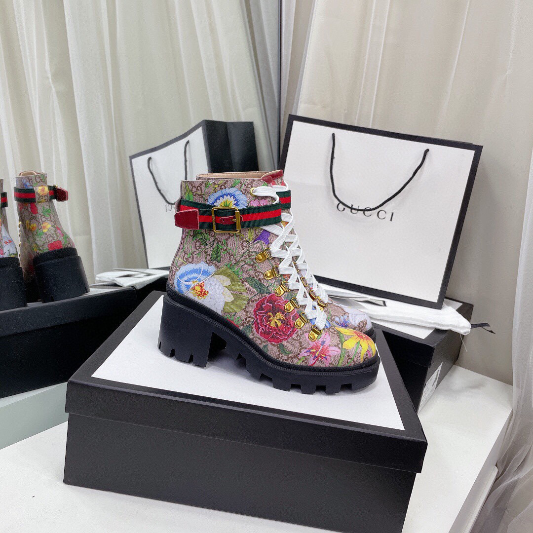 Gucci Anklet Boots in GG Supreme Fabric