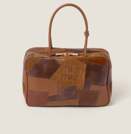 Miu Miu Large Patchwork Beau Boston Suede Bag 5BB117