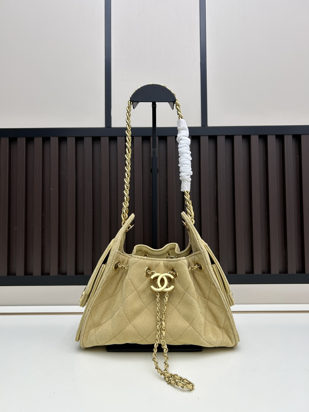 Chanel 25Bag Mini 20 Quilted Suede Leather Drawstring Lazy Bucket Hobo Shopping Tote Bag - KAIROO