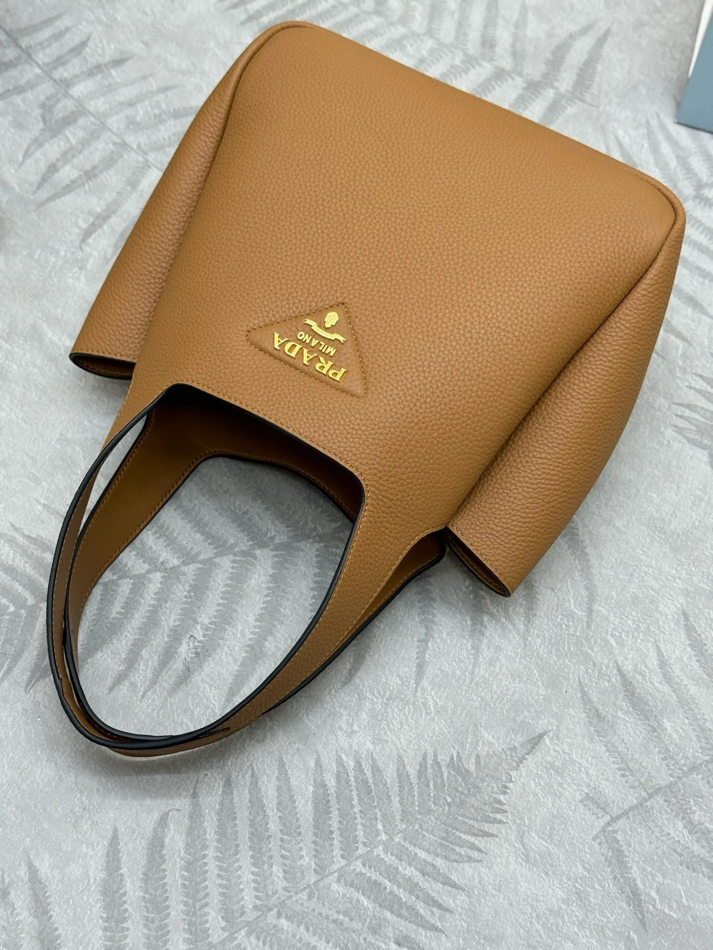 Prada Medium Leather Tote Bag Caramel Calfskin