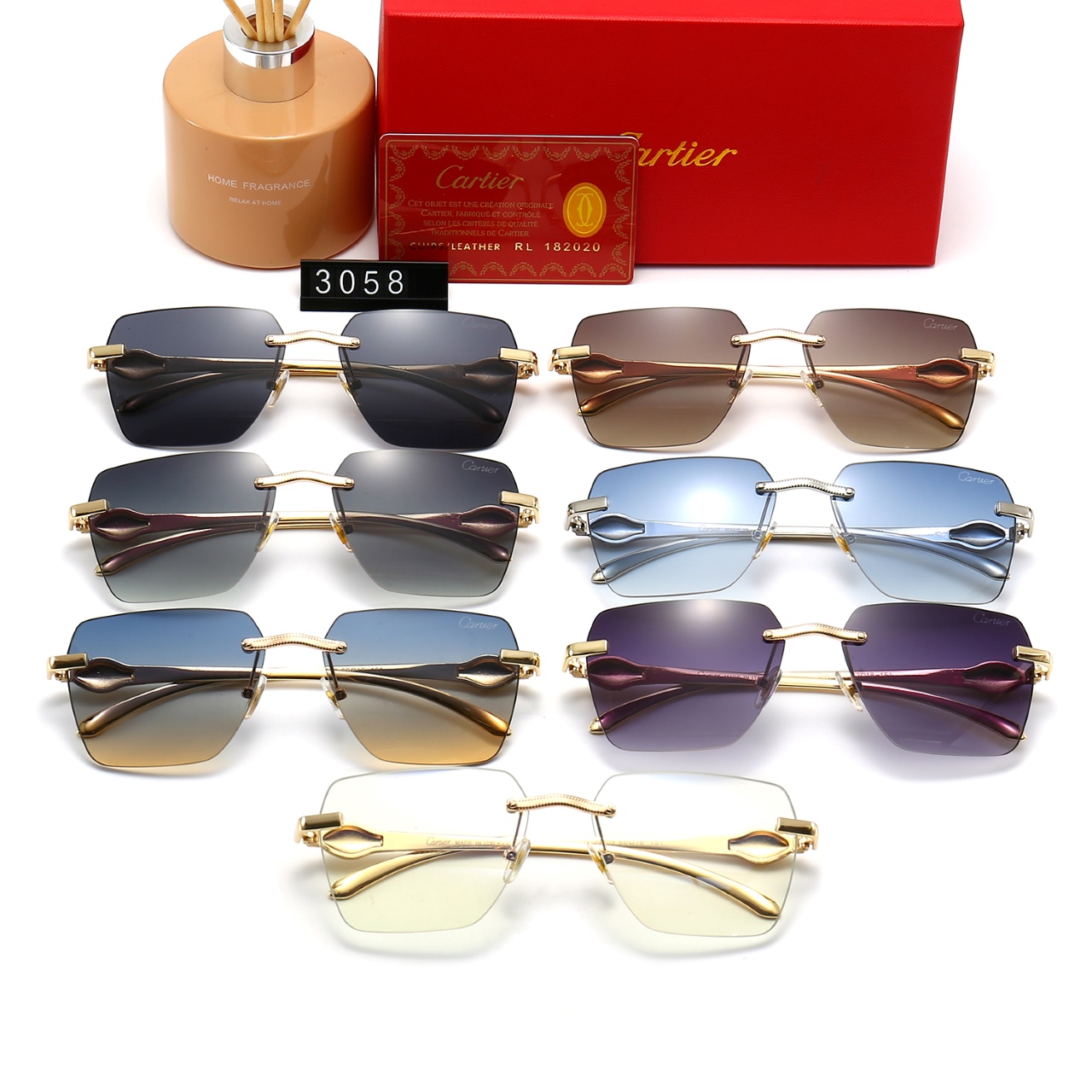 Cartier Metal Rimless Rectangular Sunglasses Top quality - KAIROO