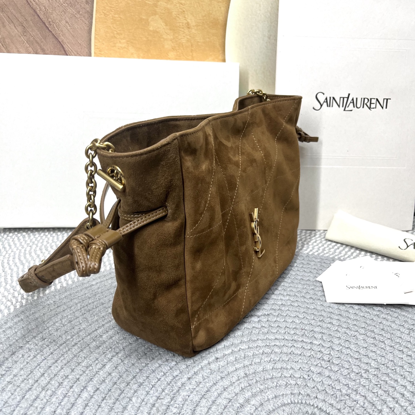Saint Laurent Suede Medium Jamie Shoulder Bag in Brown