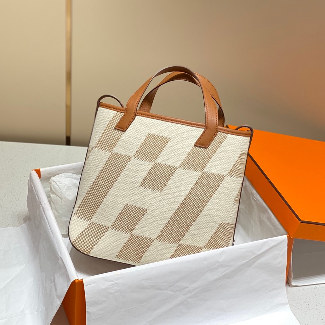 Hermes Bag 𝗖𝗮𝗯𝗮𝘀 𝗛 𝗲𝗻 𝗯𝗶𝗮𝗶𝘀 𝟮𝟳 Canvas ( 10A Mirror Version)