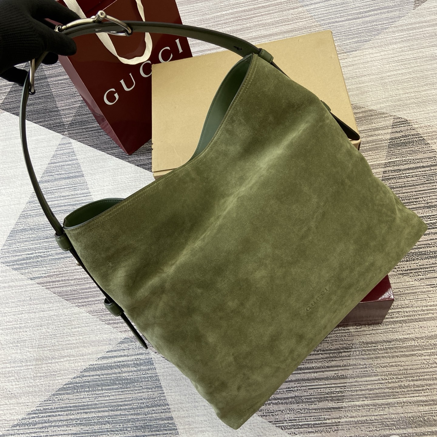 Gucci Bags Beatrix Green Suede Cowhide 850546 850926 (10A Mirror Version)