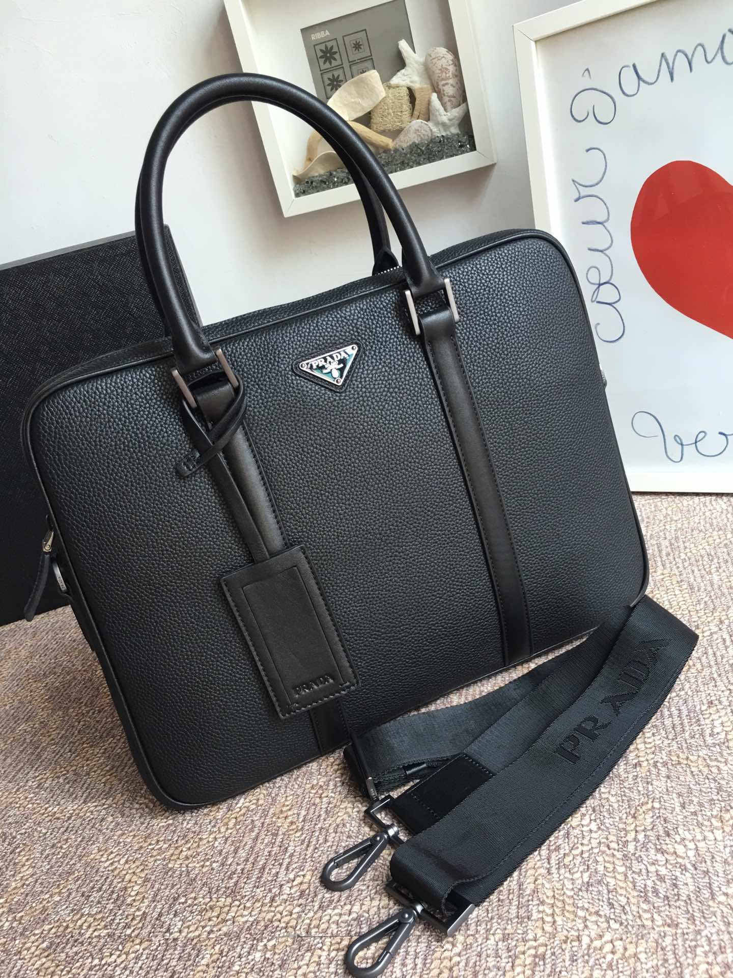 Prada Business & Travel BAG 36 IN BLACK GRAINED CALFSKIN