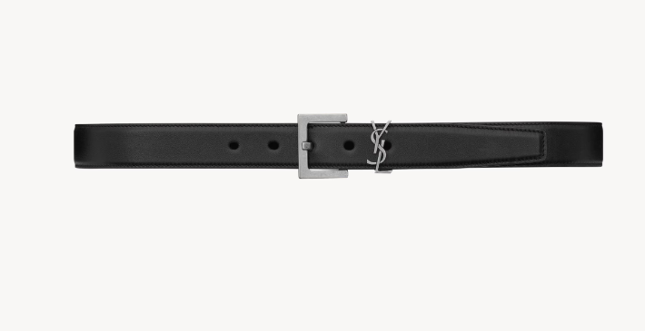 Saint Laurent Black Cassandre Belt 3cm in Smooth leather
