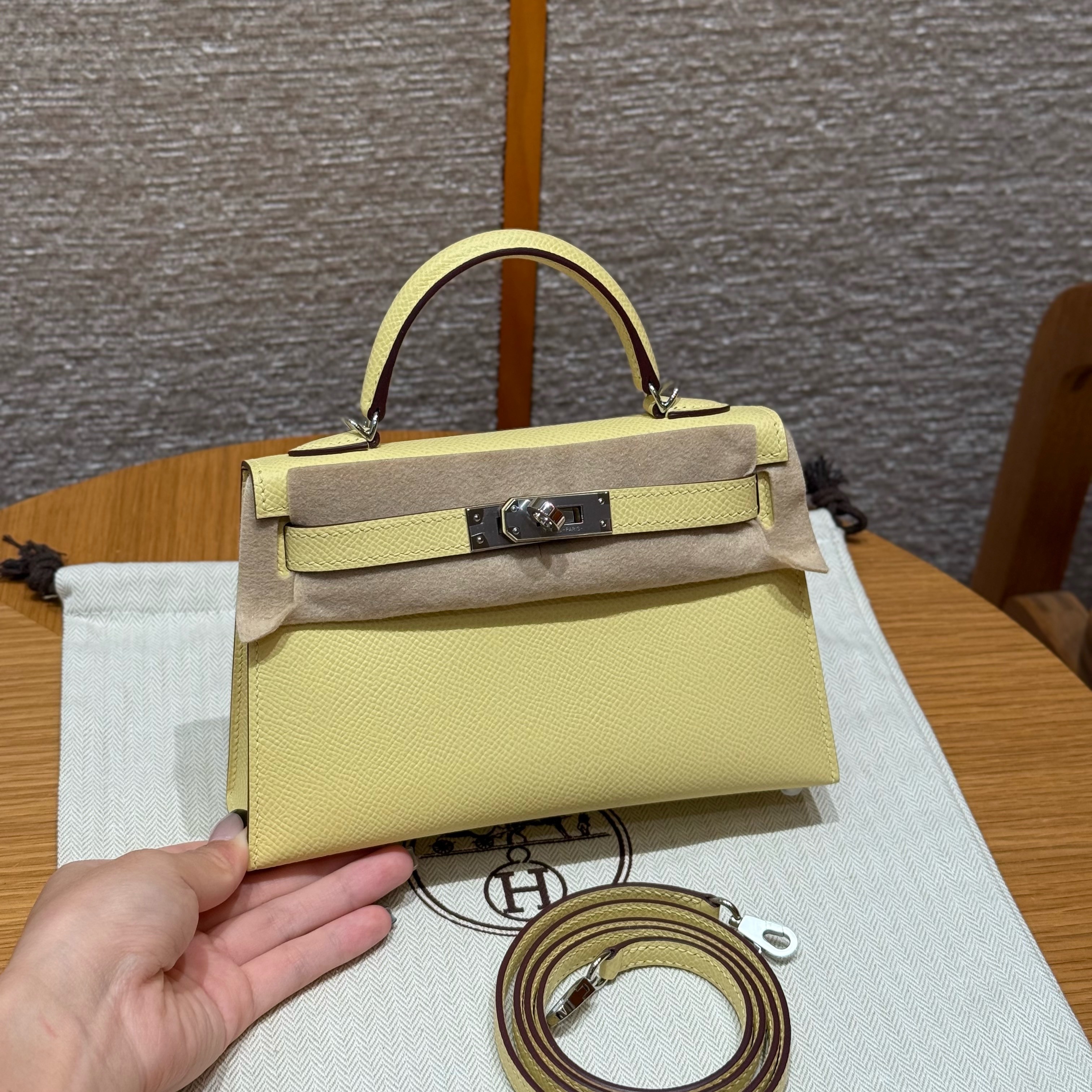 Hermes Jaune Poussin Epsom Mini Kelly 20 II