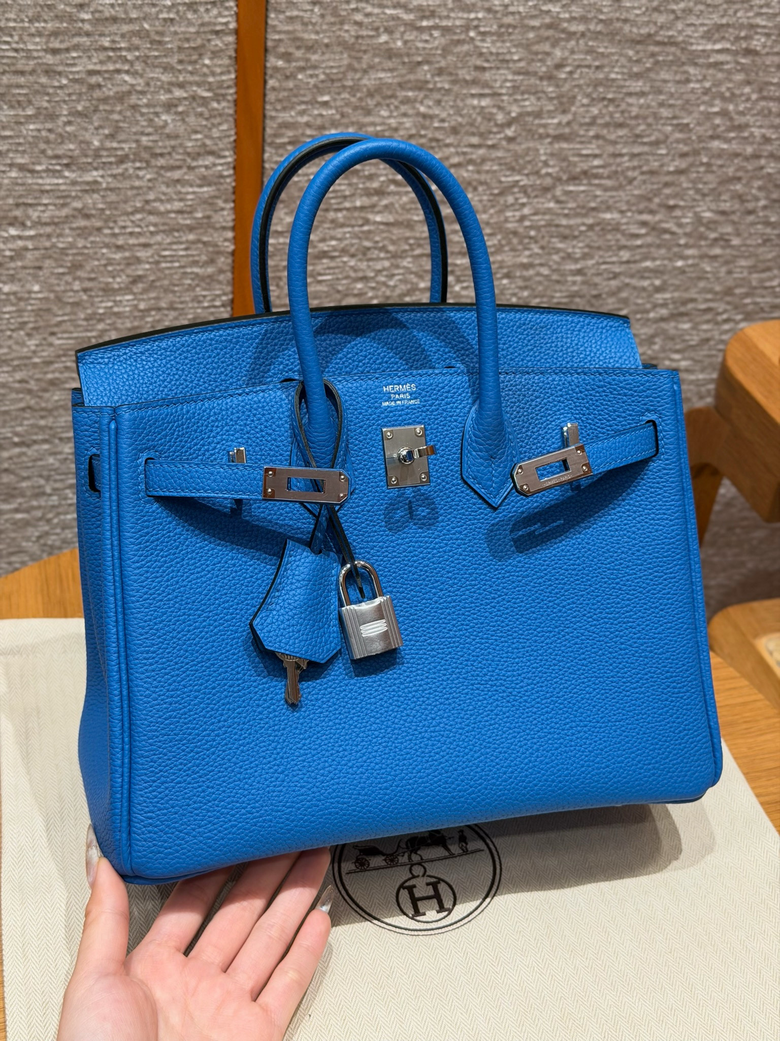 Hermes Blue Zalige Togo Birkin 25 Bag