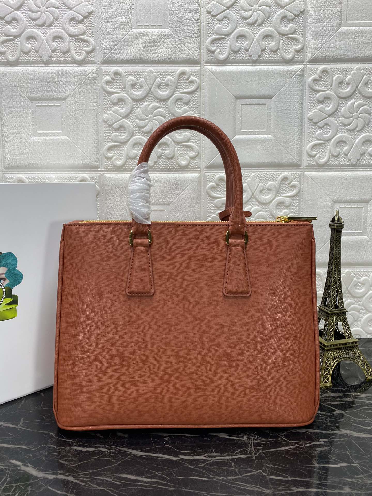 Prada GALLERIA 32 BAG IN BRONZE ORANGE SAFFIANO LEATHER