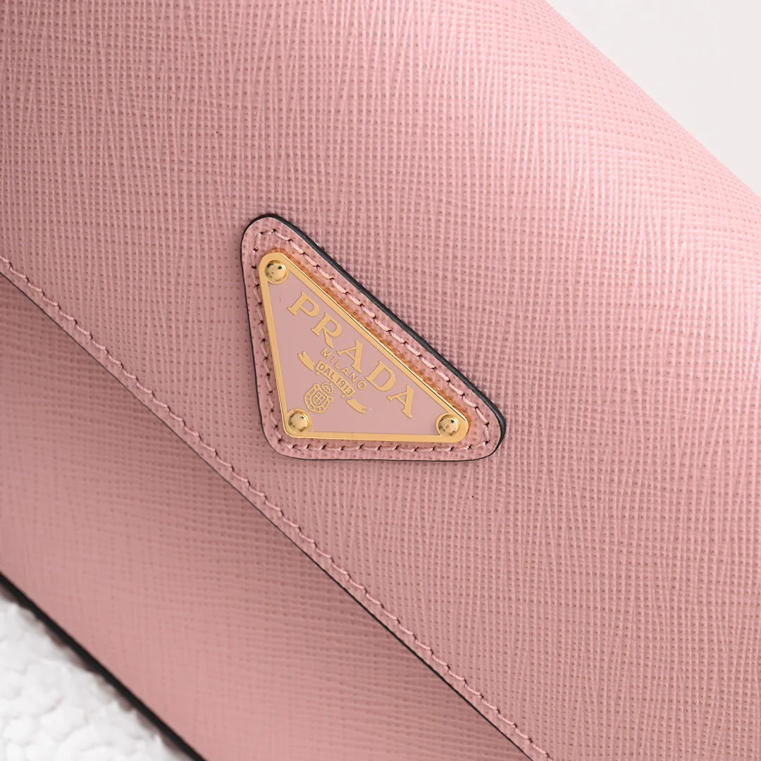 Prada MINI FLAP BAG 20 IN BABY PINK SAFFIANO LEATHER GOLD HARDWARE