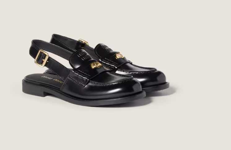 Miu Miu Brushed leather slingback loafers