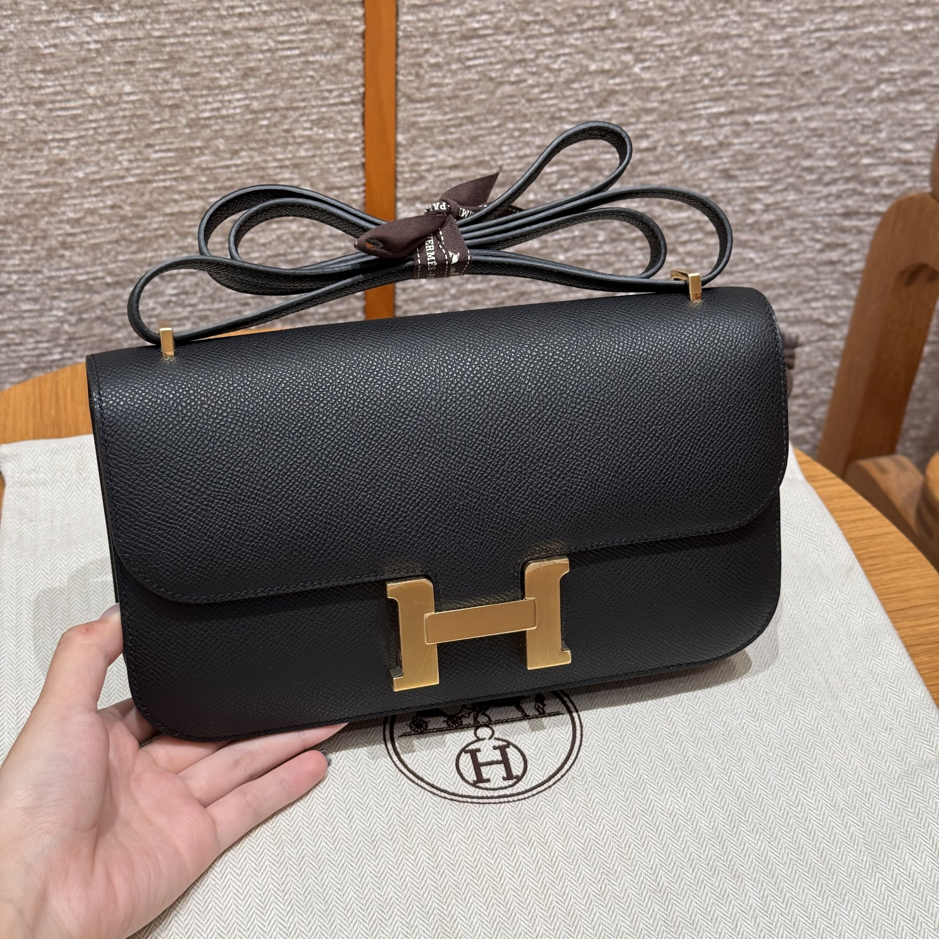Hermes Black Epsom Constance Elan