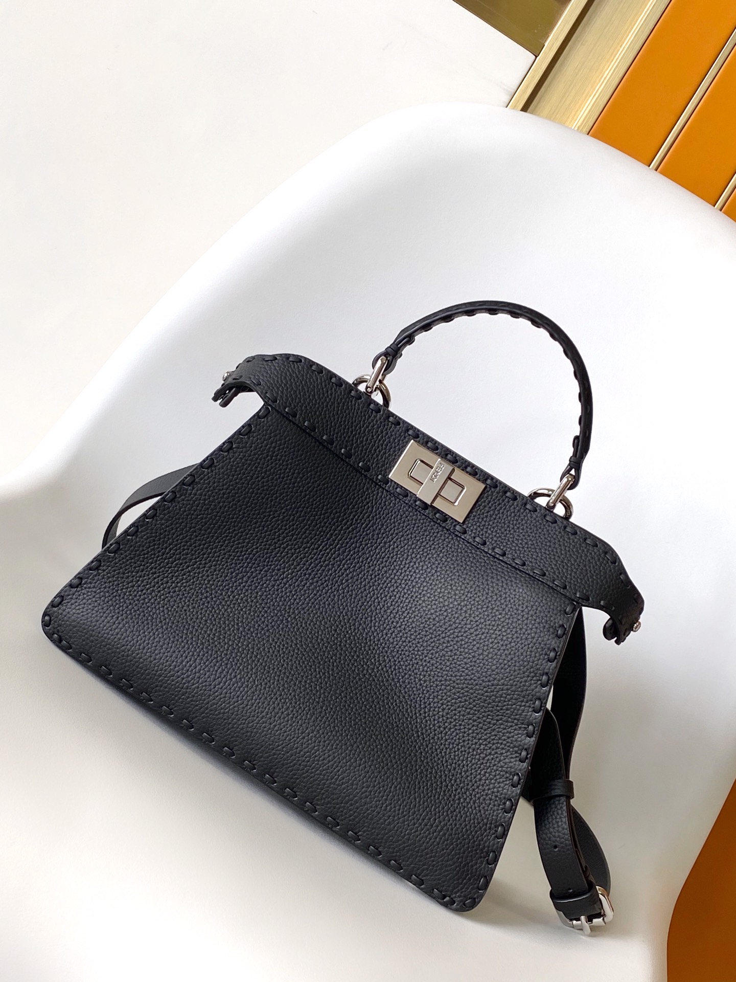 Fendi Iconic Peekaboo ISeeU Small Selleria Bag-Black