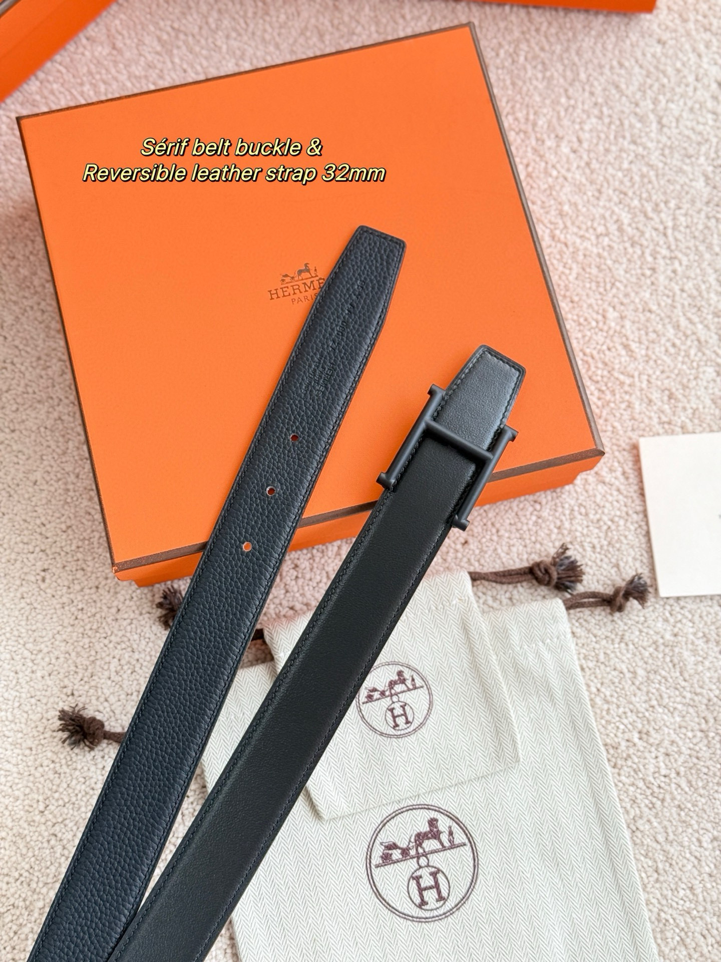 Hermes Serif Reversible leather belt 32mm