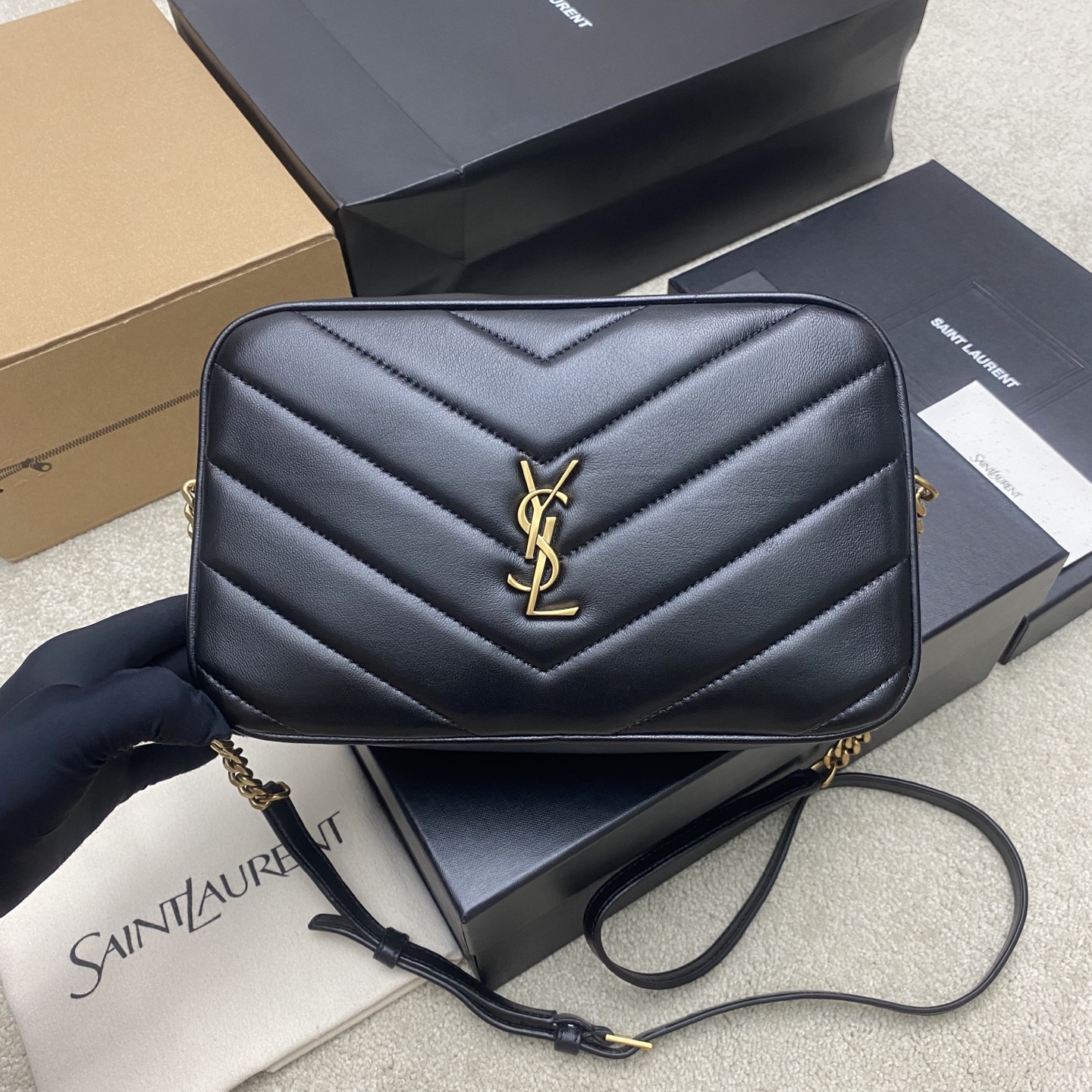 YSL Saint Laurent Lou Lou Large Camera Bag in Nappa-Black