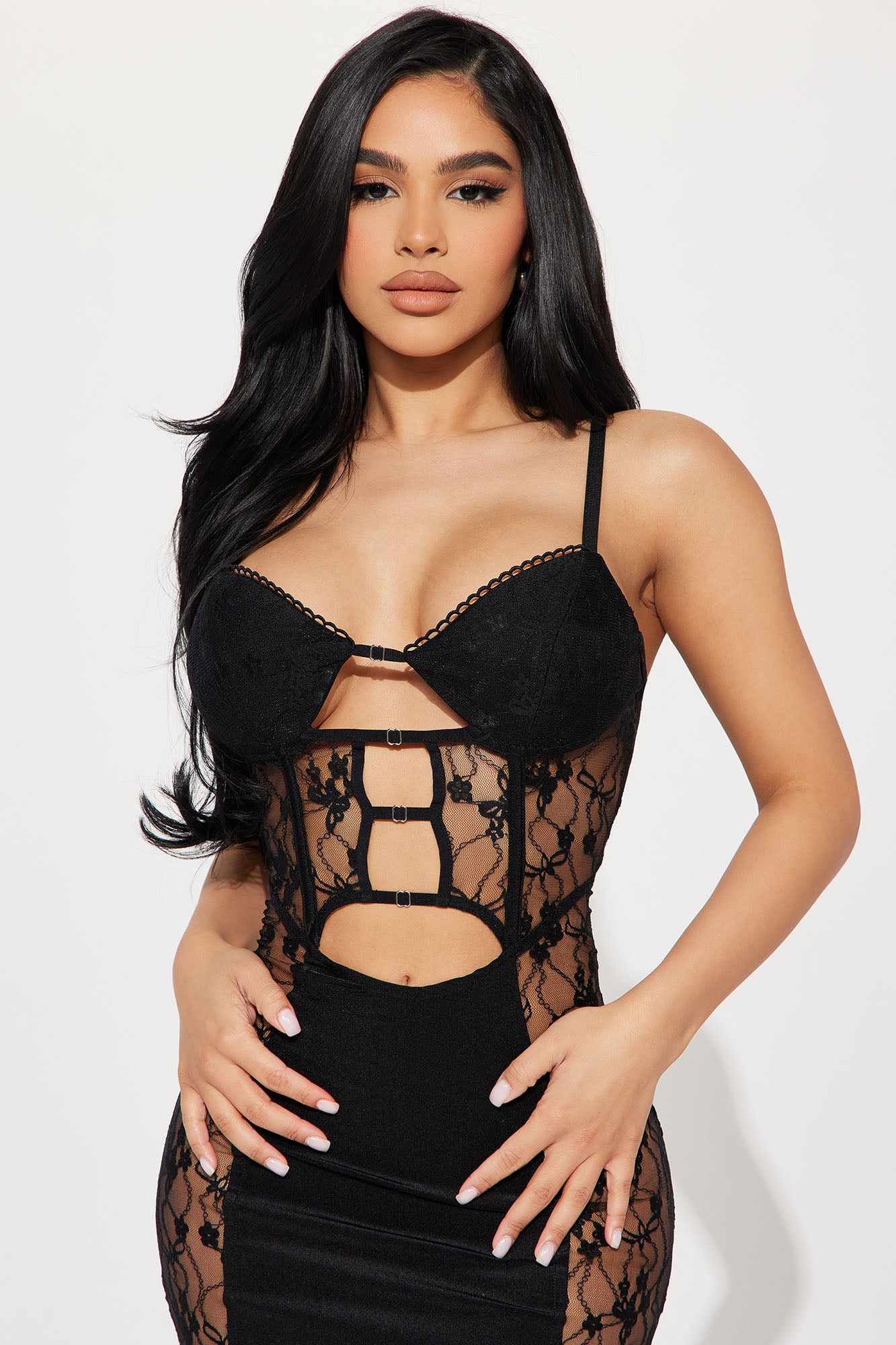 Can't Look Away Midi Dress - Black