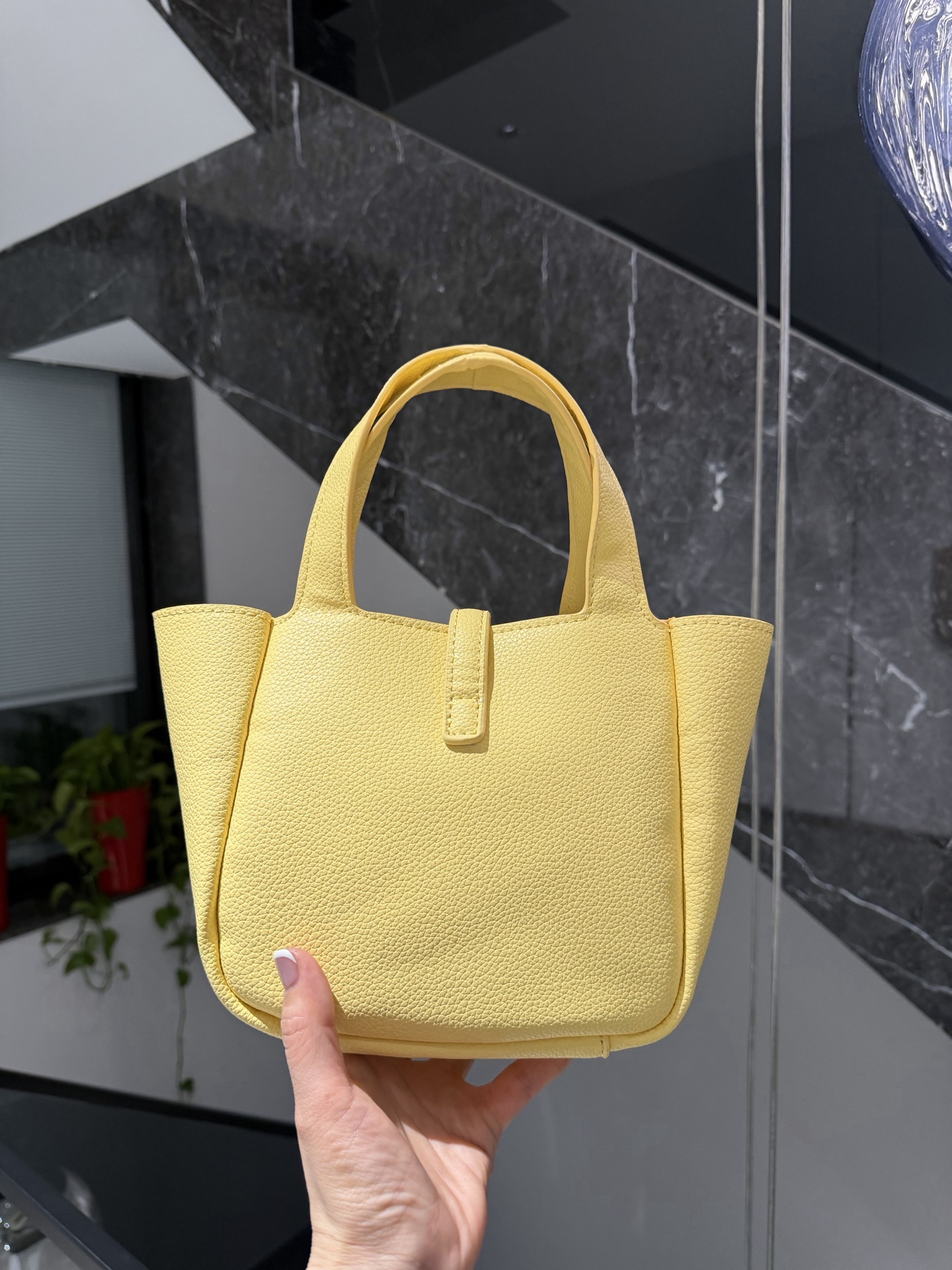 Saint Laurent Mini Bea Hobo Grain Leather YSL Front Toggle Fold Wing Tote Bucket Shoulder Bag - KAIROO